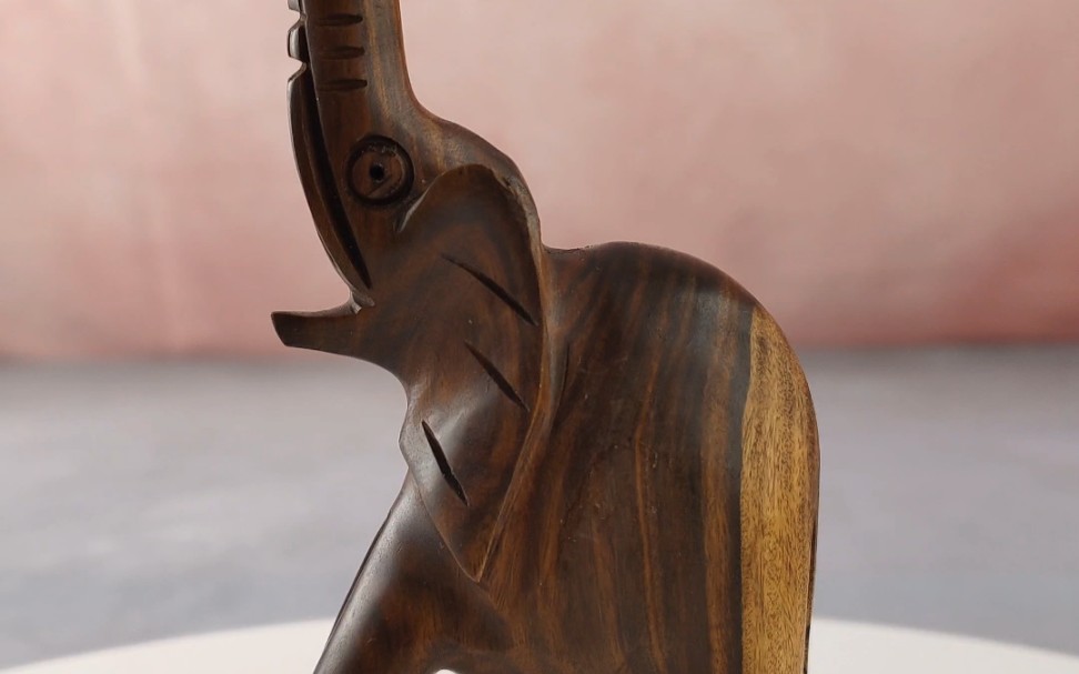 个人艺术家手工雕刻实木大象中古木雕装饰摆件