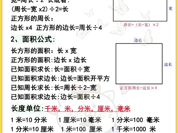 三年级下册数学周长和面积必背公式哔哩哔哩bilibili