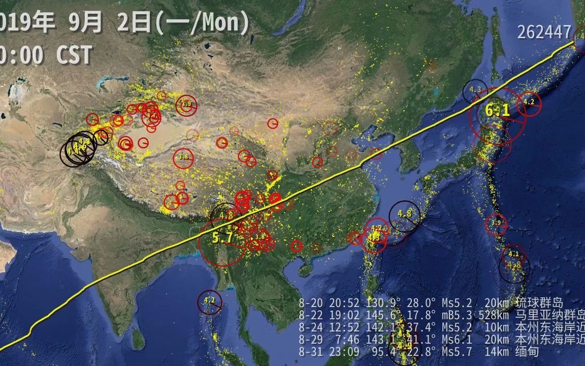 中国地震分布统计