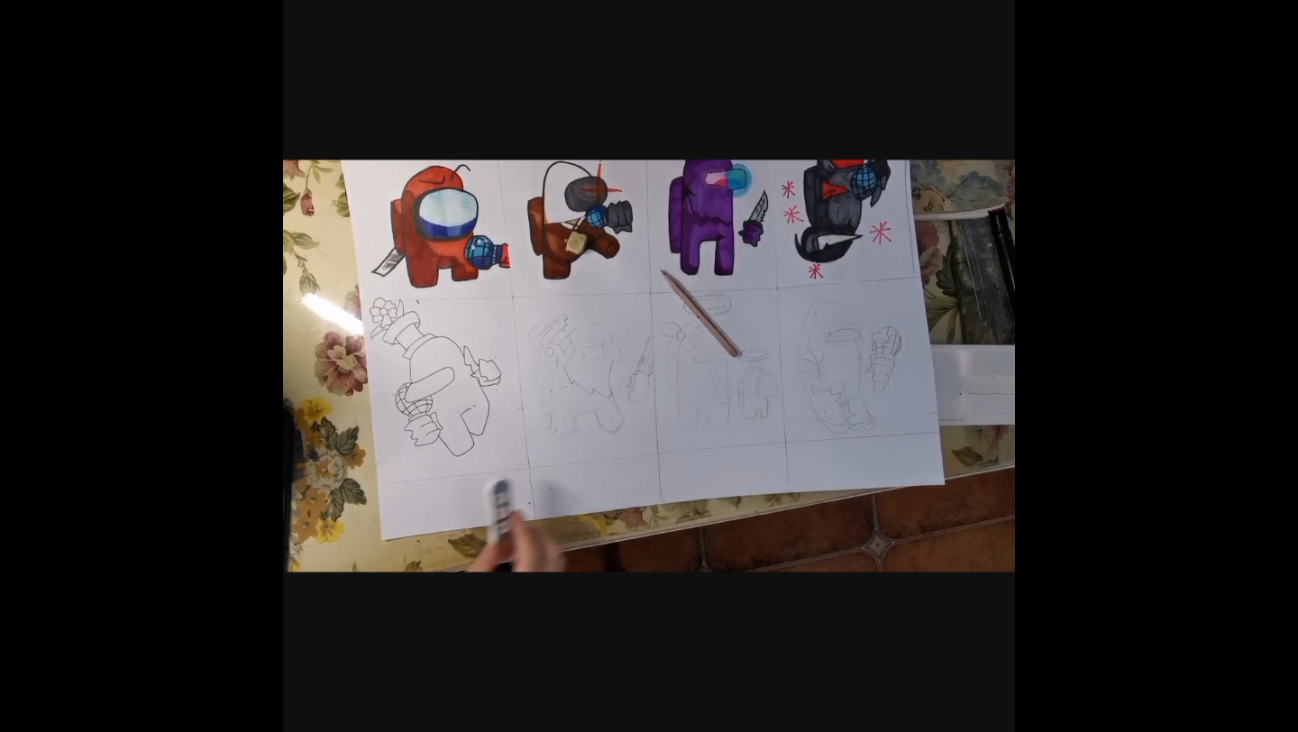 太空狼人杀画完amongus画完了初中生绘画作品