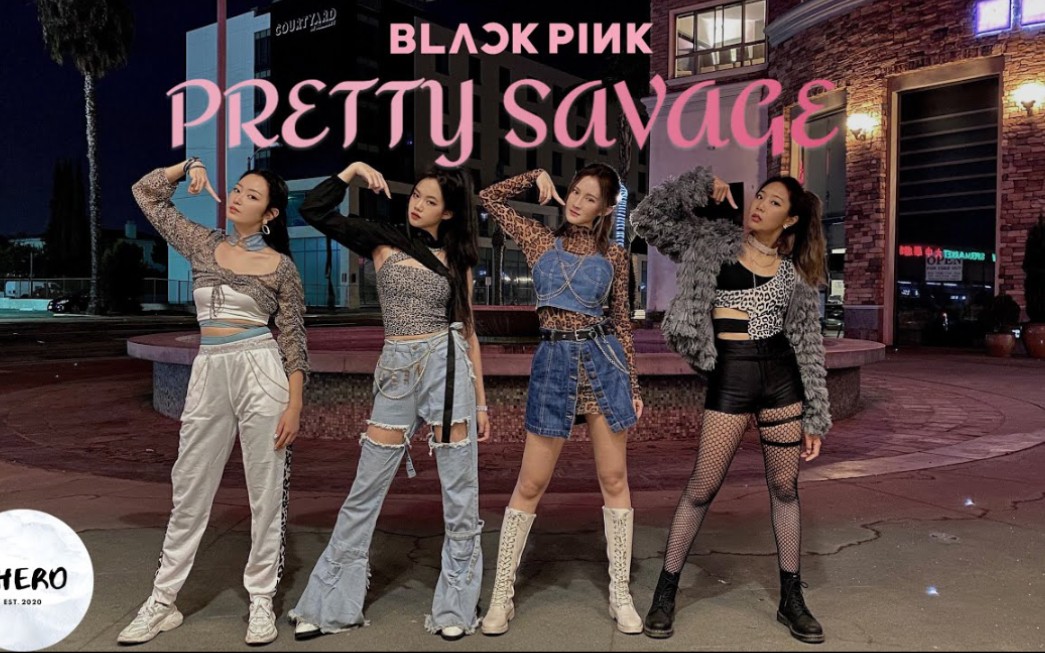 blackpinkprettysavage翻跳美国小姐姐街头路演粉墨舞蹈blink