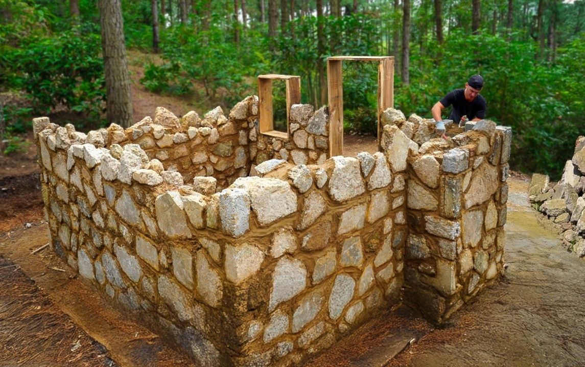 这才是硬核的荒野建造,在野外生存徒手搭建房子从无到有!哔哩哔哩bilibili