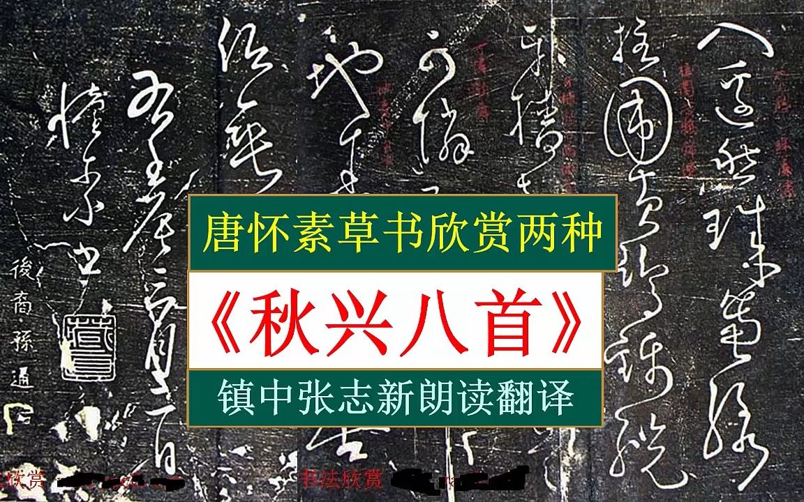 [图]唐怀素草书欣赏两种《秋兴八首》全文朗读翻译 镇中张志新朗读