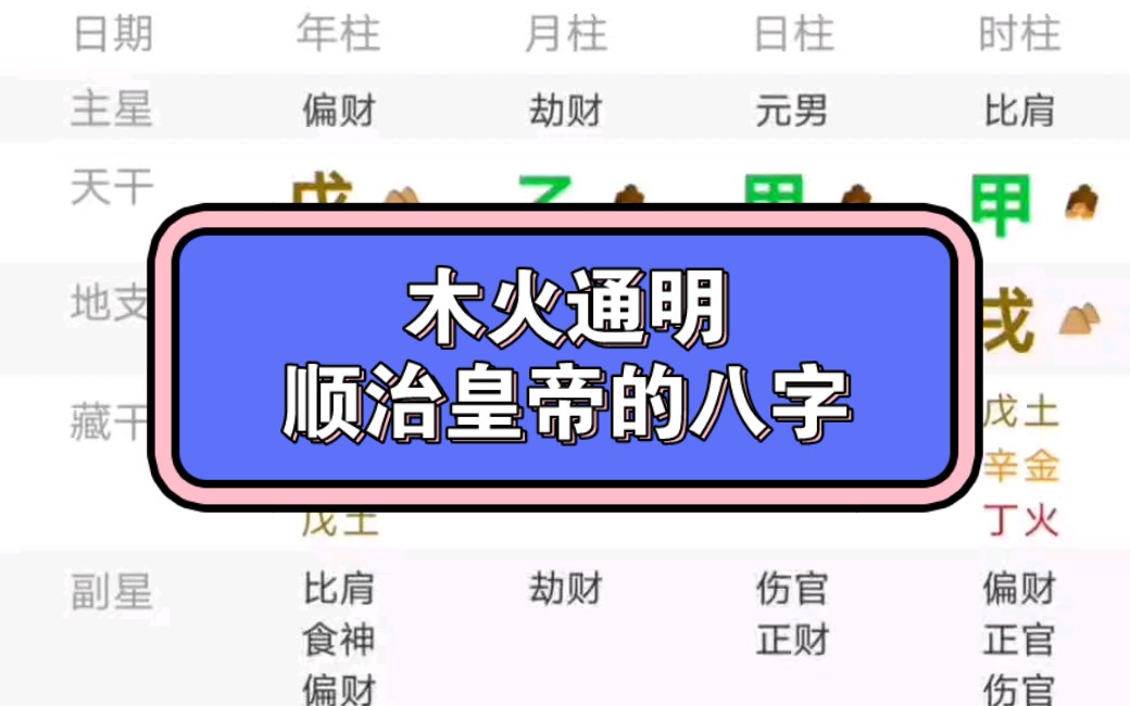 木火通明格局的八字,顺治皇帝哔哩哔哩bilibili