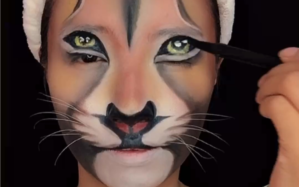 手绘3d版狮子妆教程