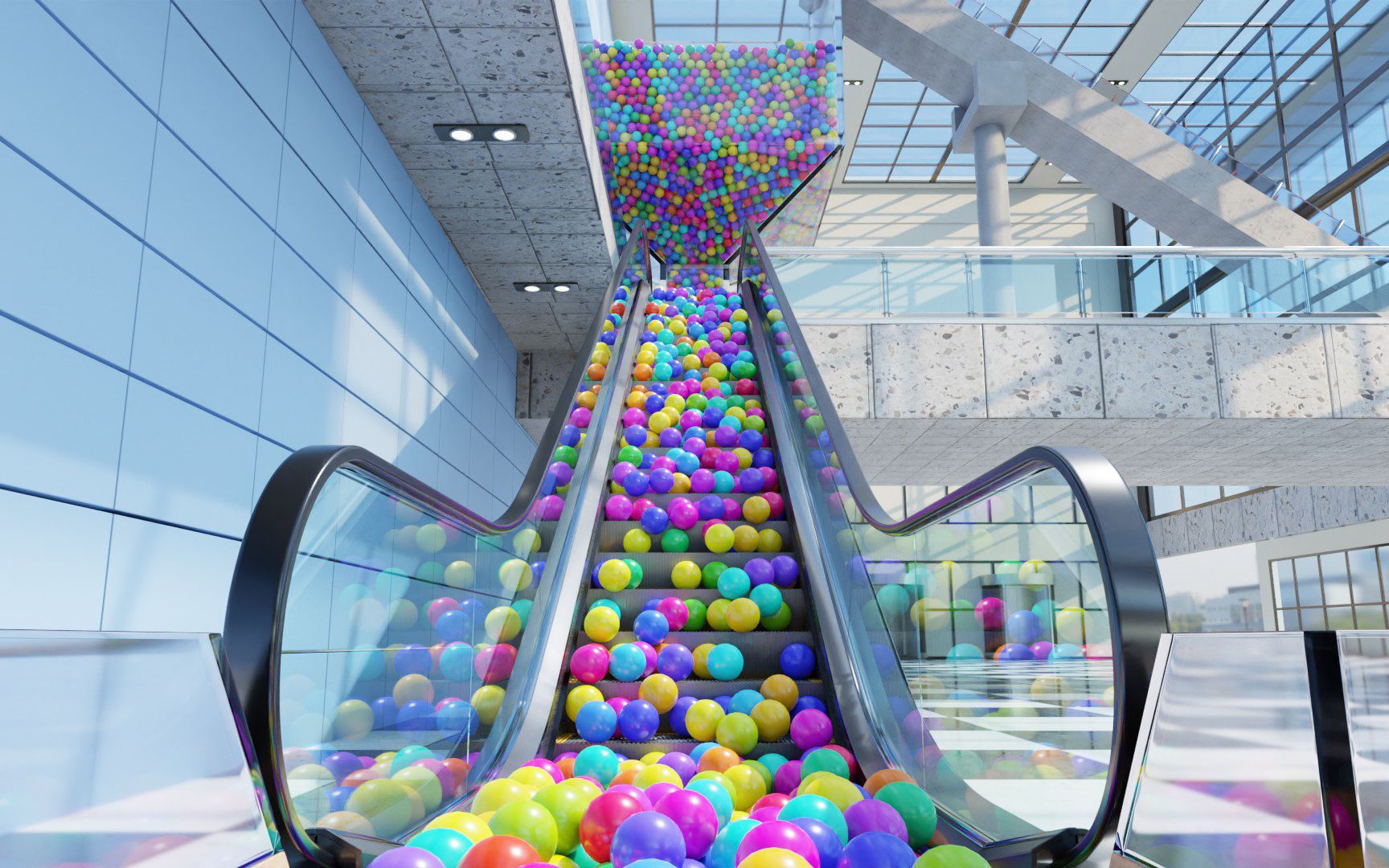 电梯上的彩色小球 3.0 - marble run 解压动画