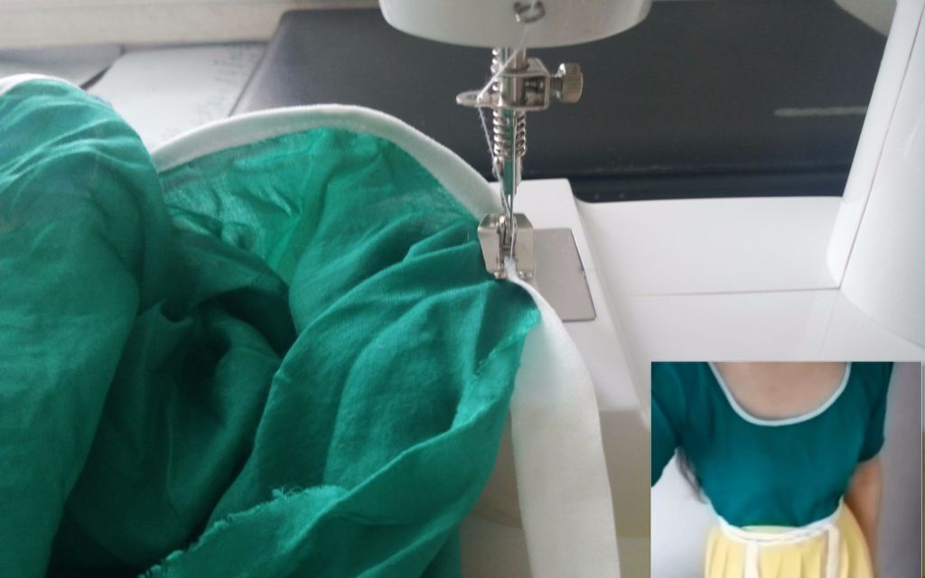 雨微-【汉服制作】坦领半臂上领教学
