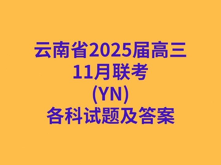 云南省2025届高三11月联考(YN)各科试卷及答案哔哩哔哩bilibili