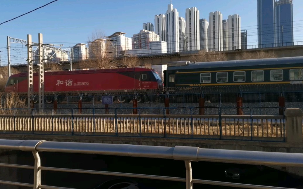 沈局沈段hxd3d-8025牵引客车k959次(临汾—沈阳北)通过