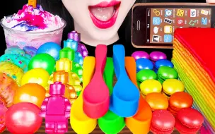 Download Video: Jane ASMR EDIBLE iPhone, EDIBLE SPOON, RAINBOW DESSERT EATING