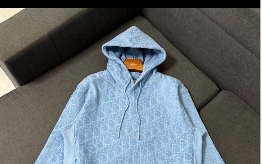 说下dior迪奥2023新款印花棉质毛圈提花布连帽卫衣