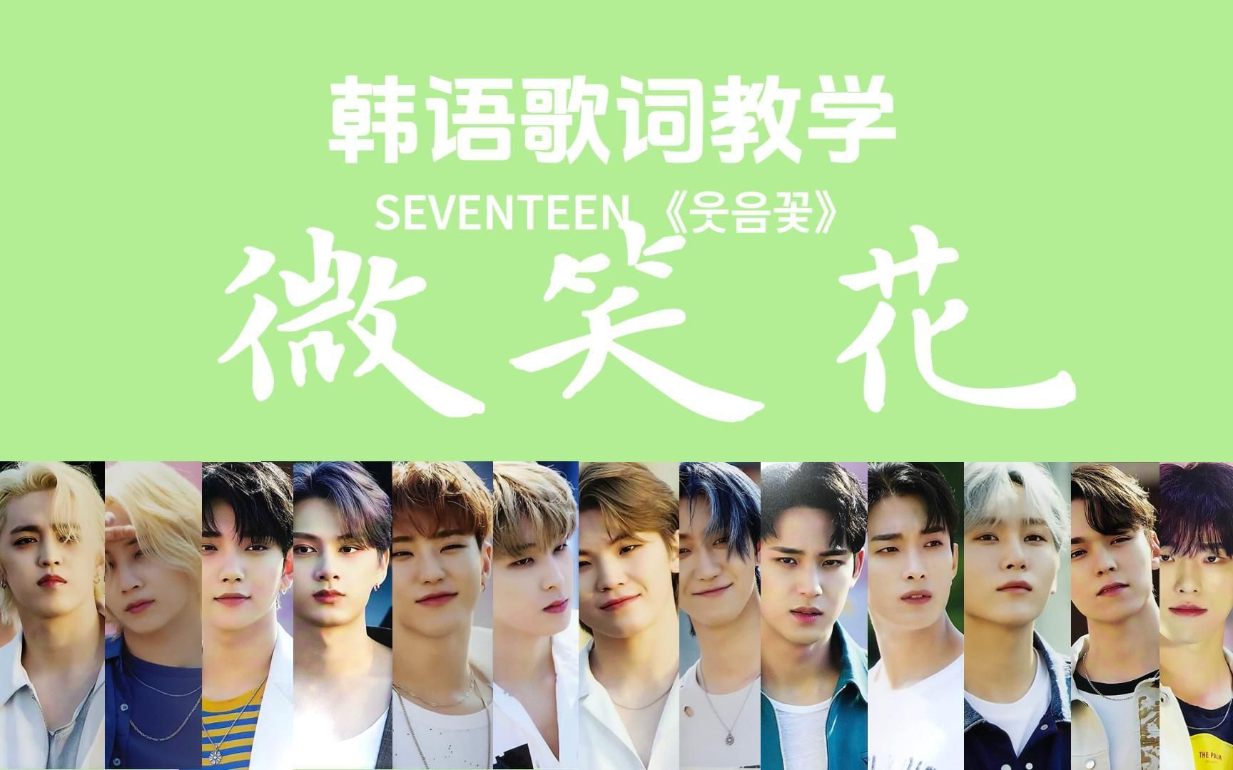 完整版 韩语歌词教学 SEVENTEEN《微笑花》哔哩哔哩bilibili