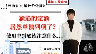 【工程造价干货】-- 箍筋的定额居然单独列项了？使用中到底该注意什么？《云南省20版计价依据》