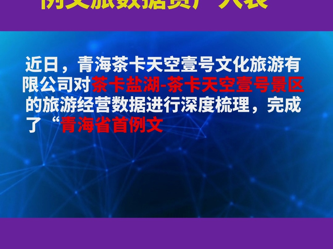 文旅首单!茶卡盐湖茶卡天空壹号景区成功实现“青海省首例文旅数据资产入表”哔哩哔哩bilibili