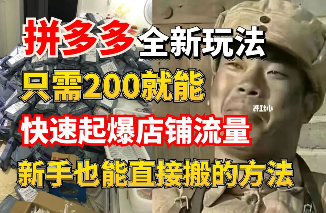 拼多多2024上半年全新玩法,只需要“200”就能迅速起爆店铺流量,新手也能直接搬的方法!哔哩哔哩bilibili