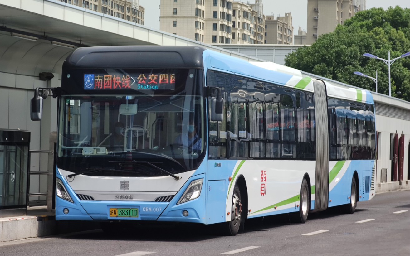 上海奉贤公交,中国中车teg6180bev01铰接客车(自编cea)运行实录