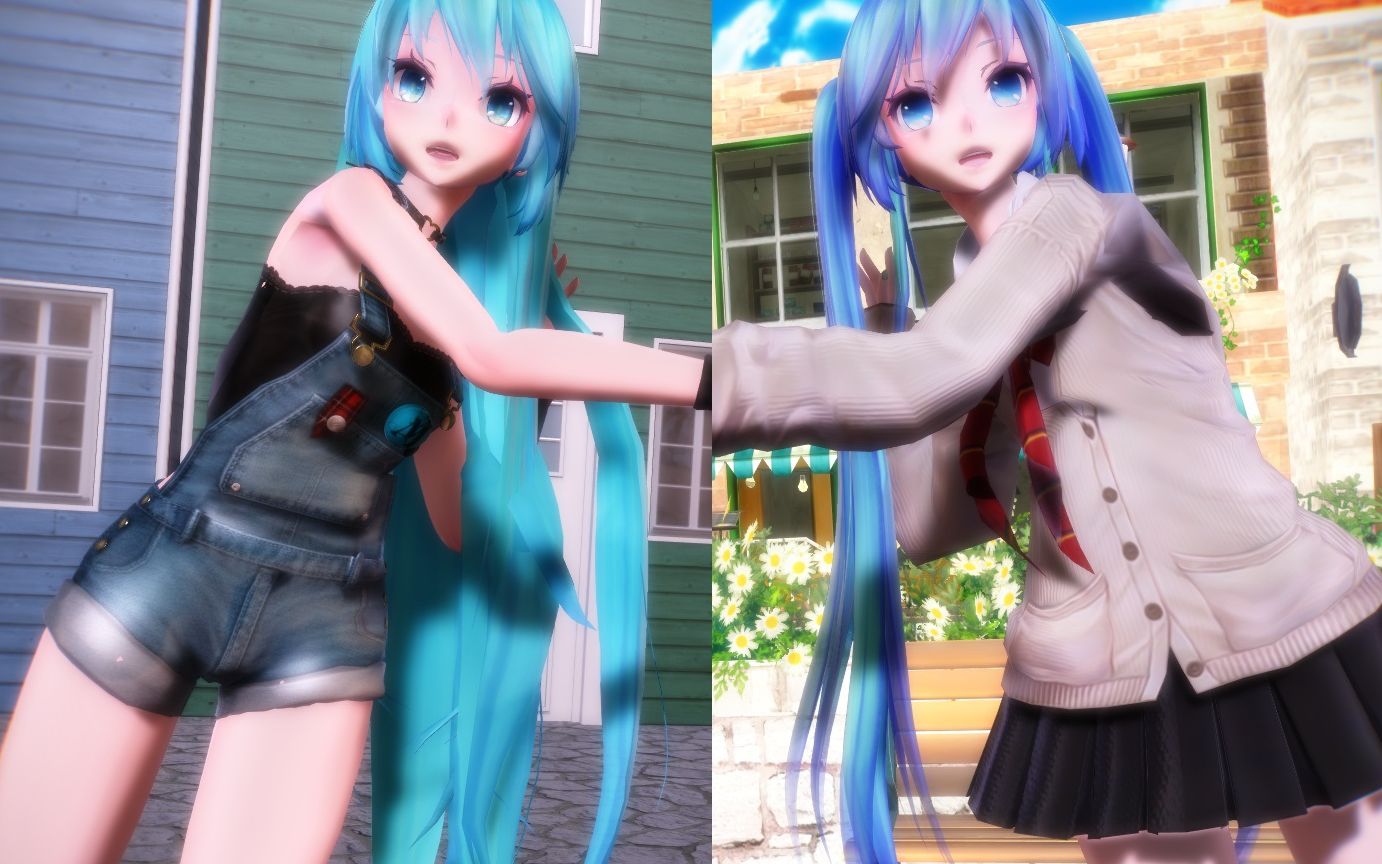 Calc.【初音MMD】TDA米色羊毛衫 牛仔工作服哔哩哔哩bilibili