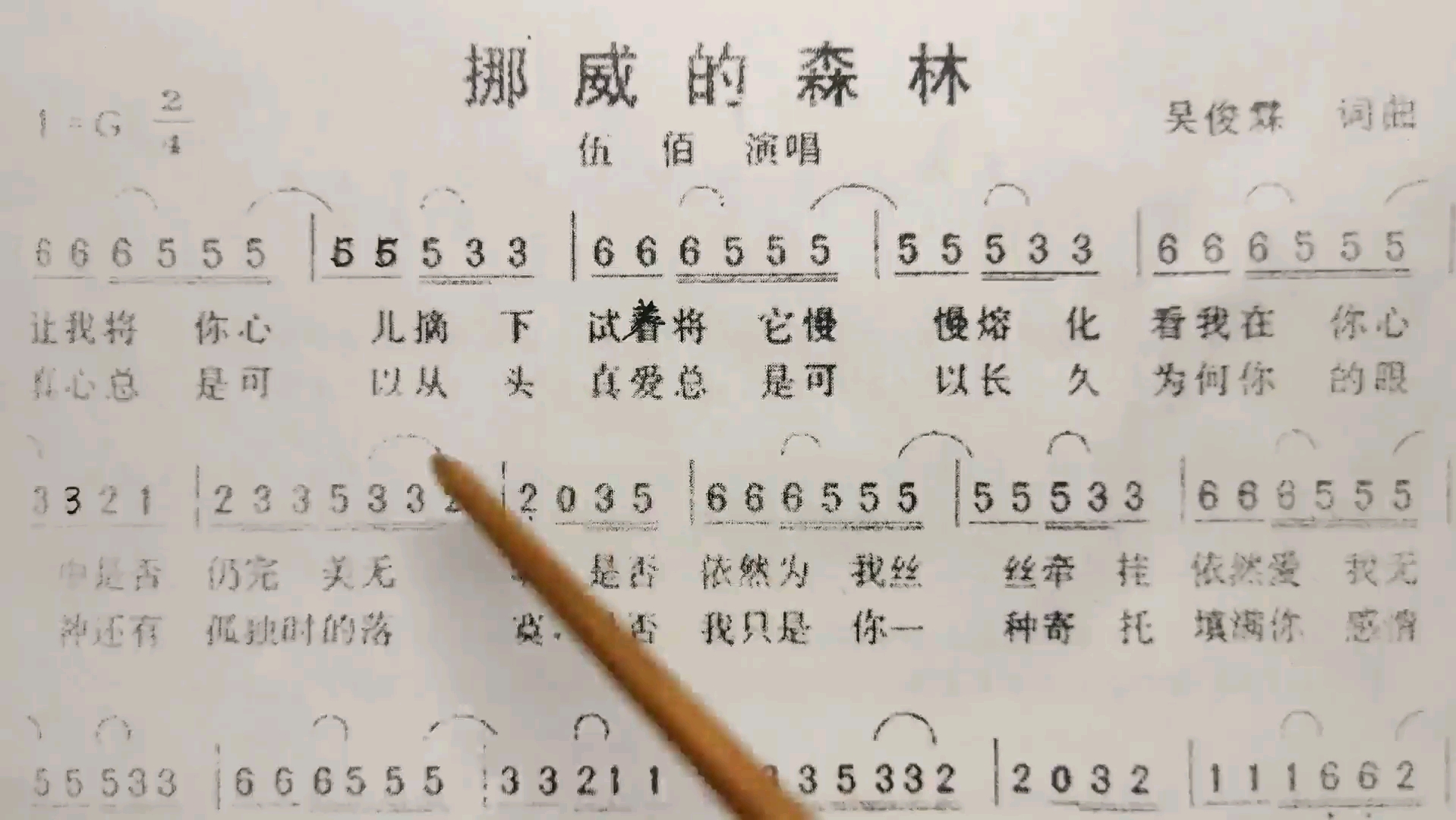 简谱歌曲《挪威的森林》,歌谱、歌词逐句领唱,简单易学哔哩哔哩bilibili