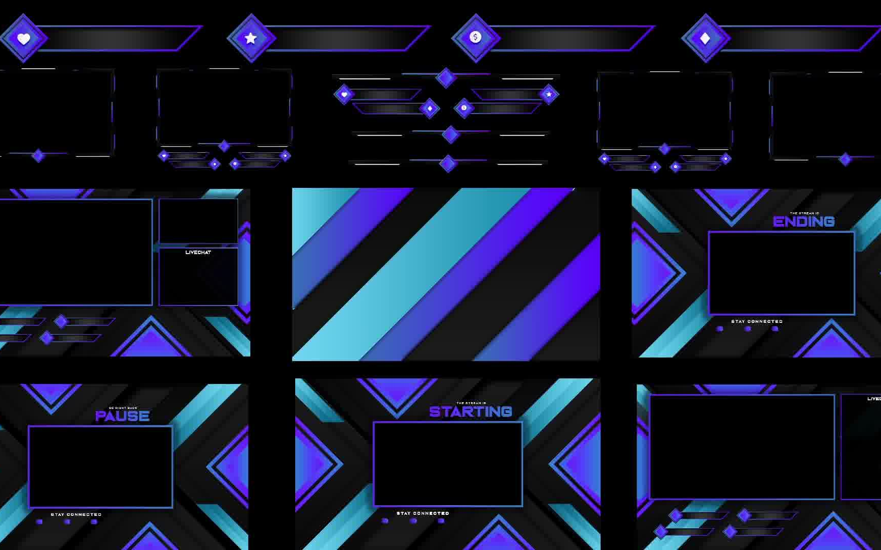 obs studio主播twitch直播动态模板转场游戏模板高端套餐背景定制#70