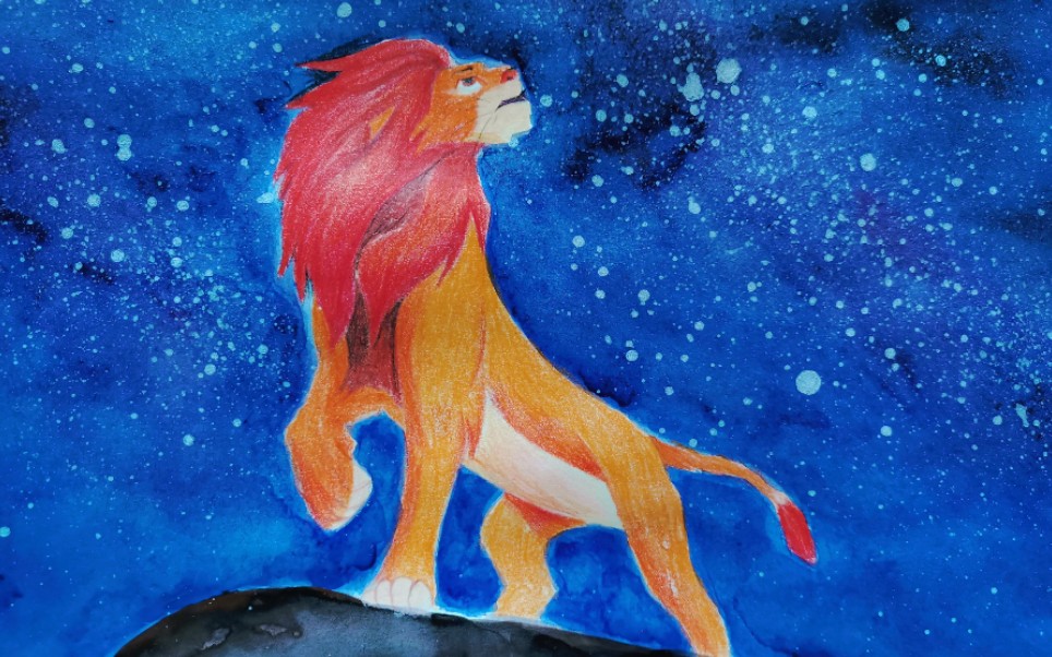 彩铅水彩教你画海报插画教程狮子王辛巴