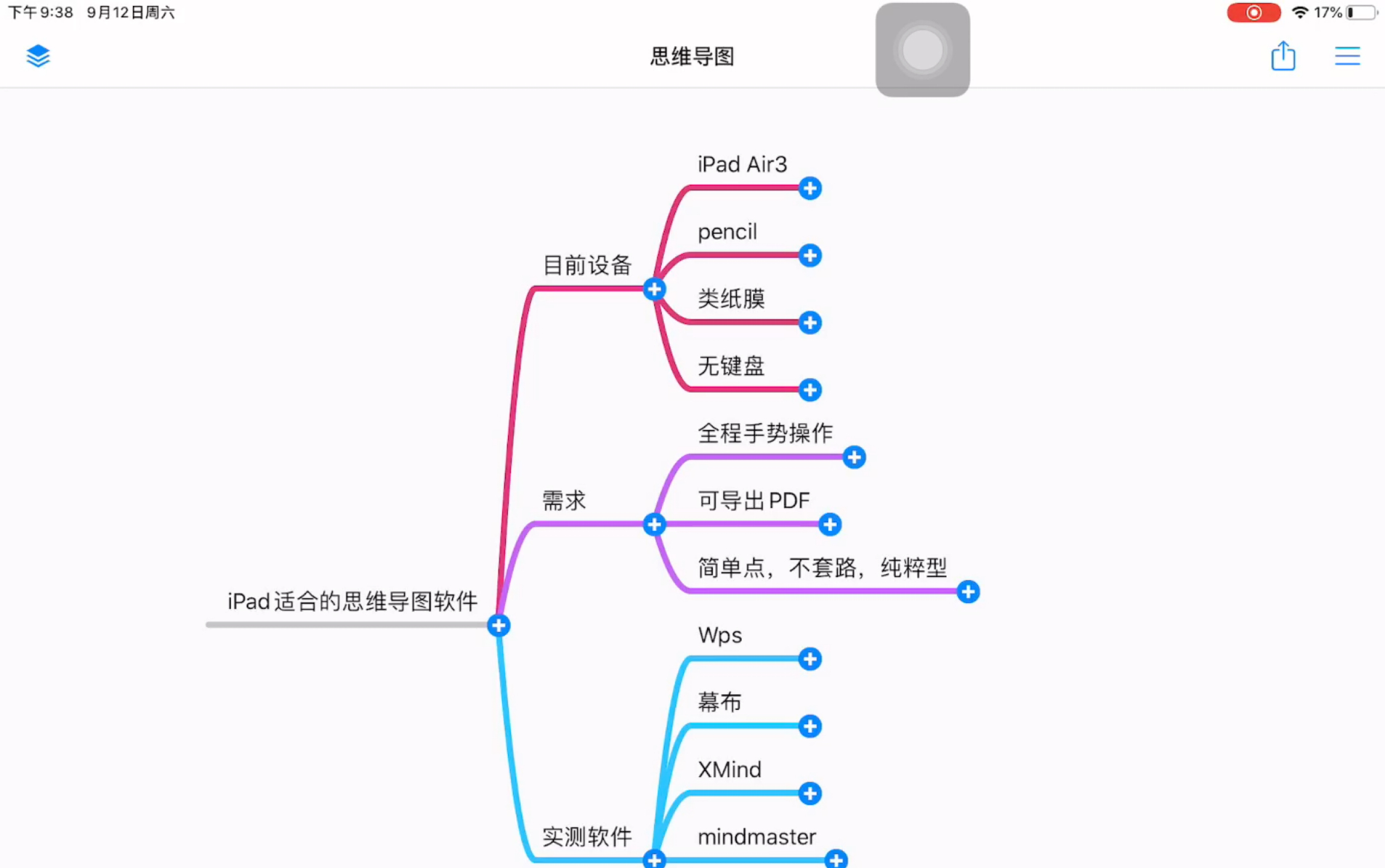 [图]iPad适合的6款思维导图软件基础测评XMind/幂宝/幕布/WPS/mindmaster/maginnote3/思维导图