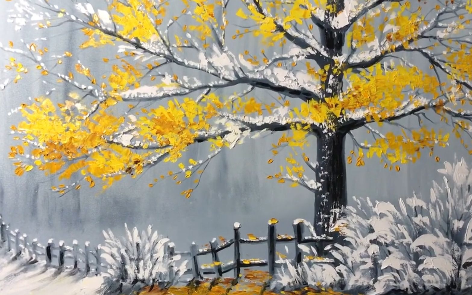 【油画】冬天的树_哔哩哔哩_bilibili