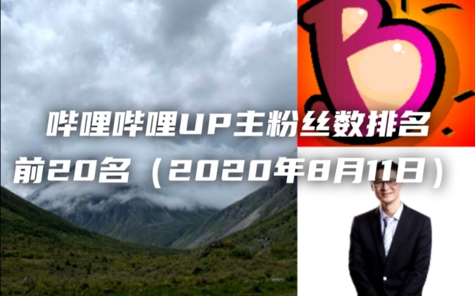 UP主粉丝数排名前20名(2020年8月11日)全收录【字体更新】哔哩哔哩bilibili