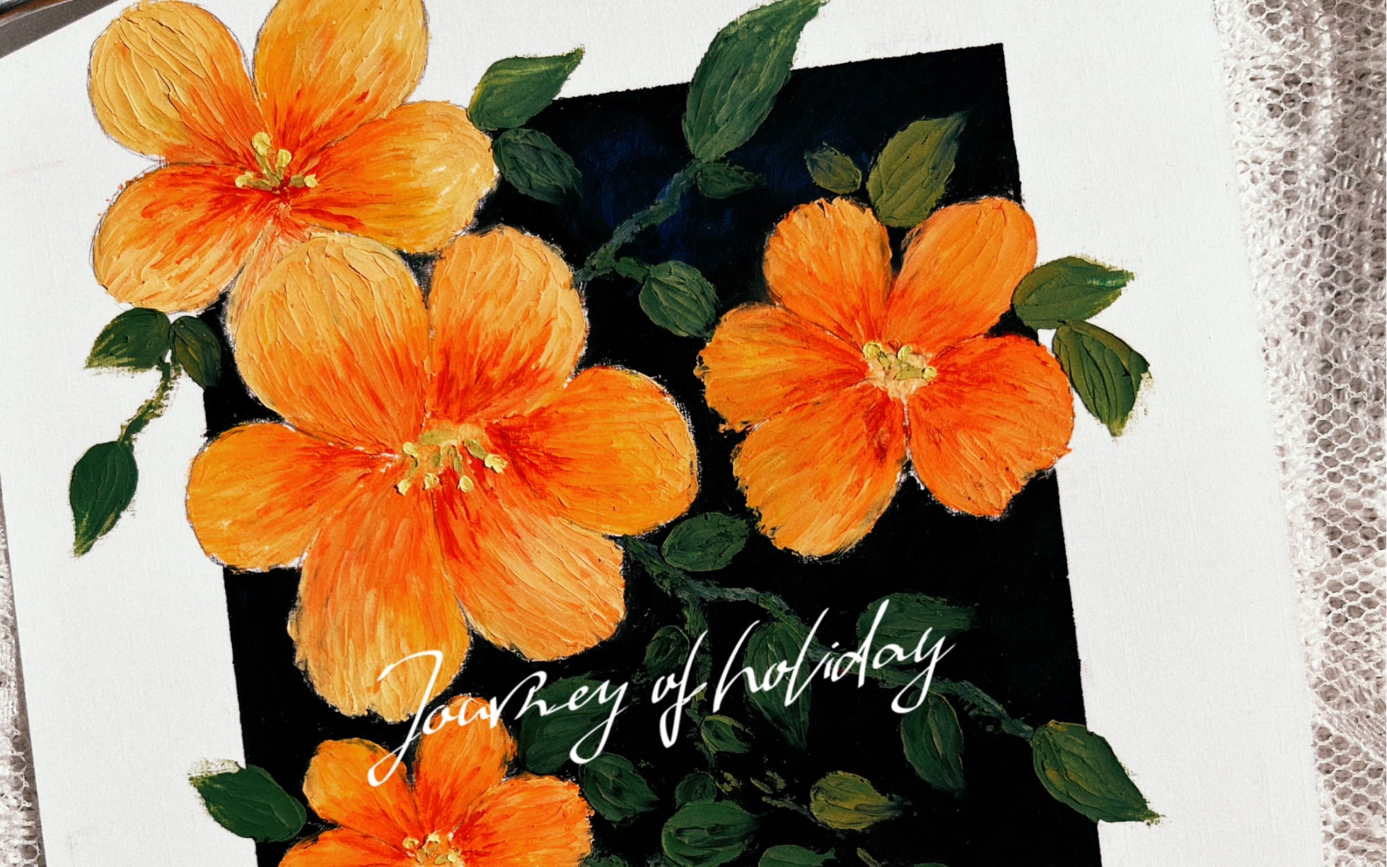 油画棒【凌霄花】附绘画过程 新手起稿之后可以尝试