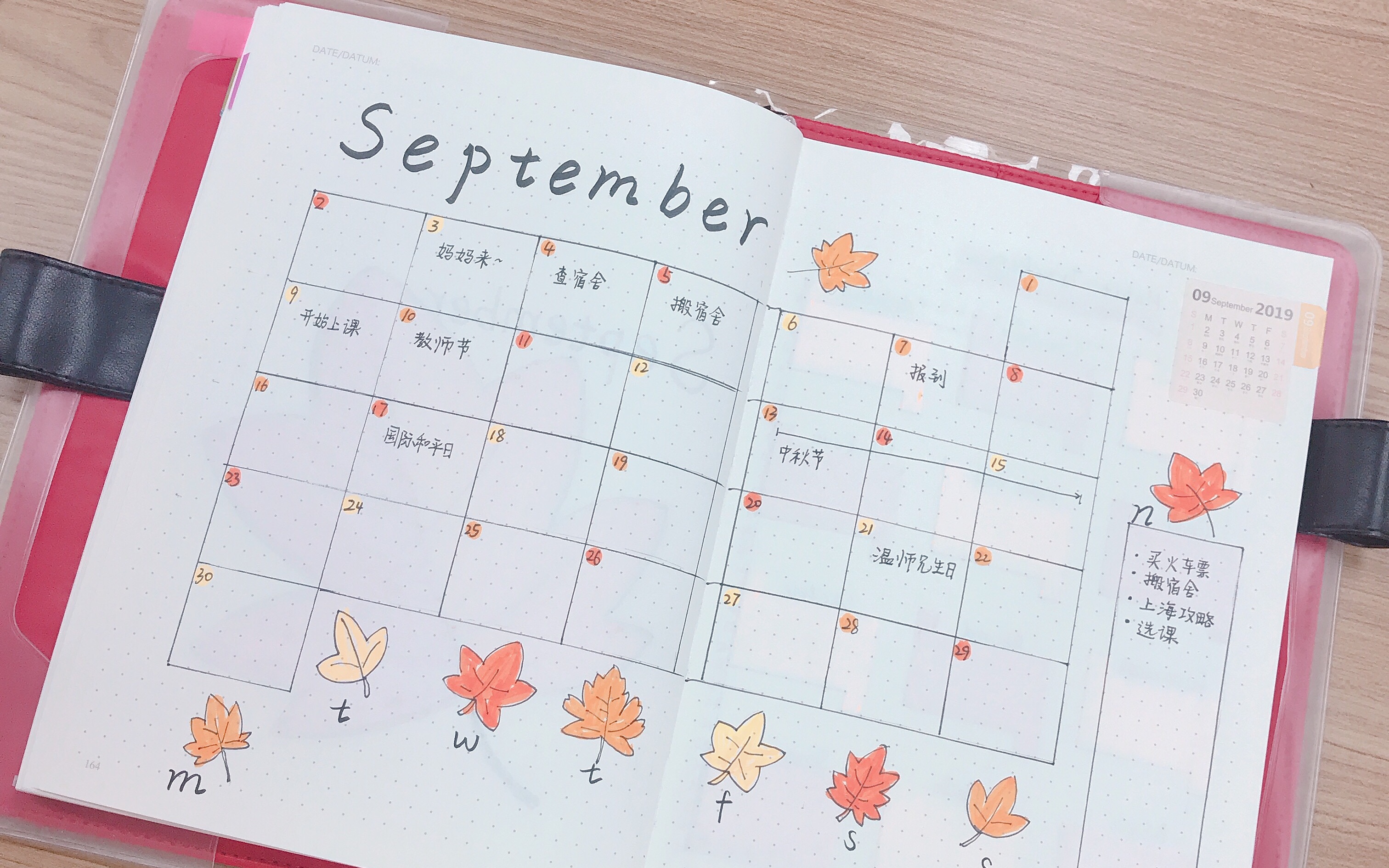 西柚|2019bujo 9月setup|枫叶 橙色主题 | 手帐排版设置|简约风手账 | plan with me|bullet journal 手残党手帐哔哩哔哩bilibili