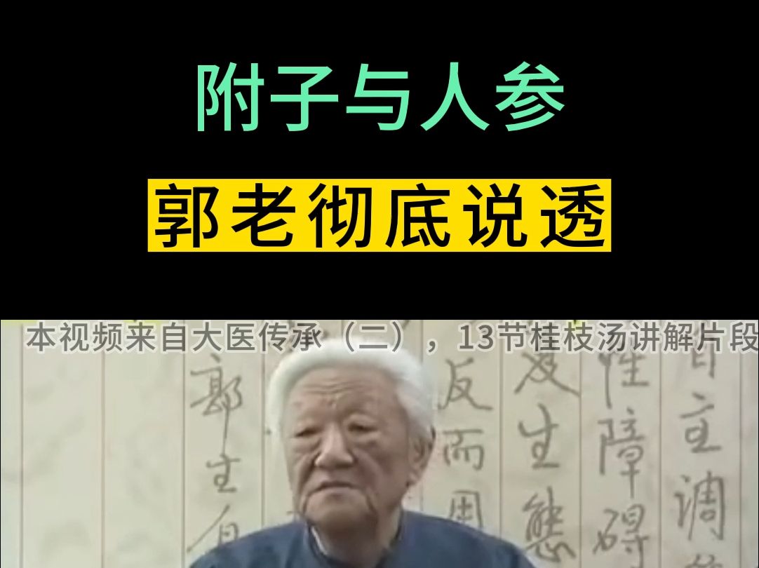 老中医郭生白:附子与人参,郭老彻底说透!哔哩哔哩bilibili