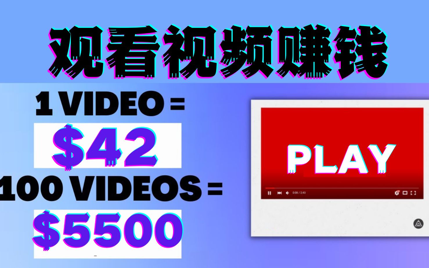 观看视频赚$5500美元看视频赚钱项目如何在家创业在家办公网络赚钱在家做副业兼职手机赚钱线上兼职挣钱的副业项目大学生兼职创业宝妈兼职副业萌祥种...