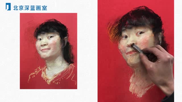 深蓝画室优秀教师范画——色粉女青年,喜欢色粉作品看这儿!哔哩哔哩bilibili