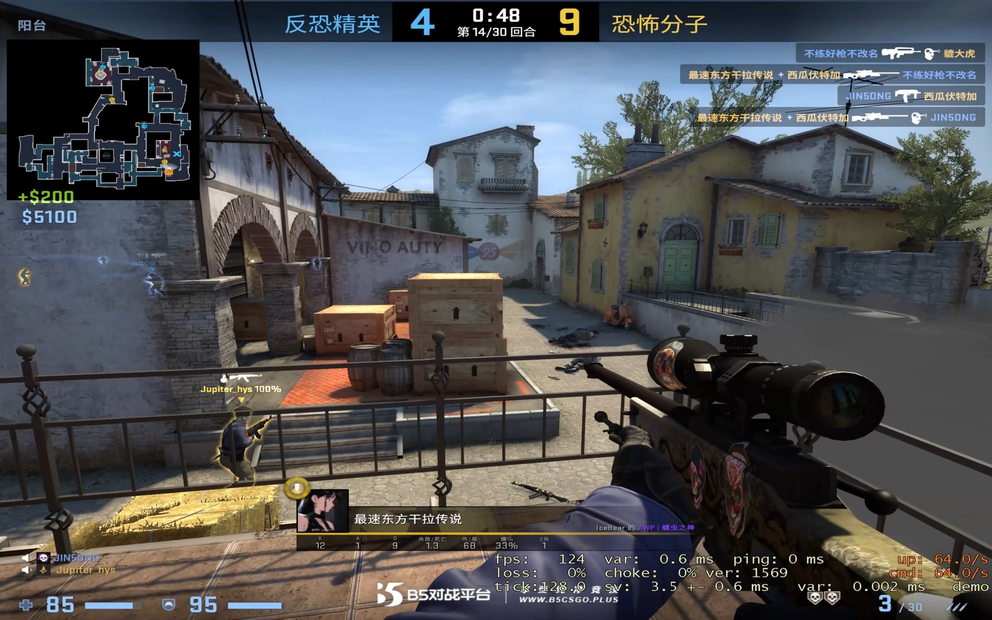 【csgo】小鎮勇猛衝鋒狙 翻鬥花園突破手英勇突擊下包守包一條龍四殺