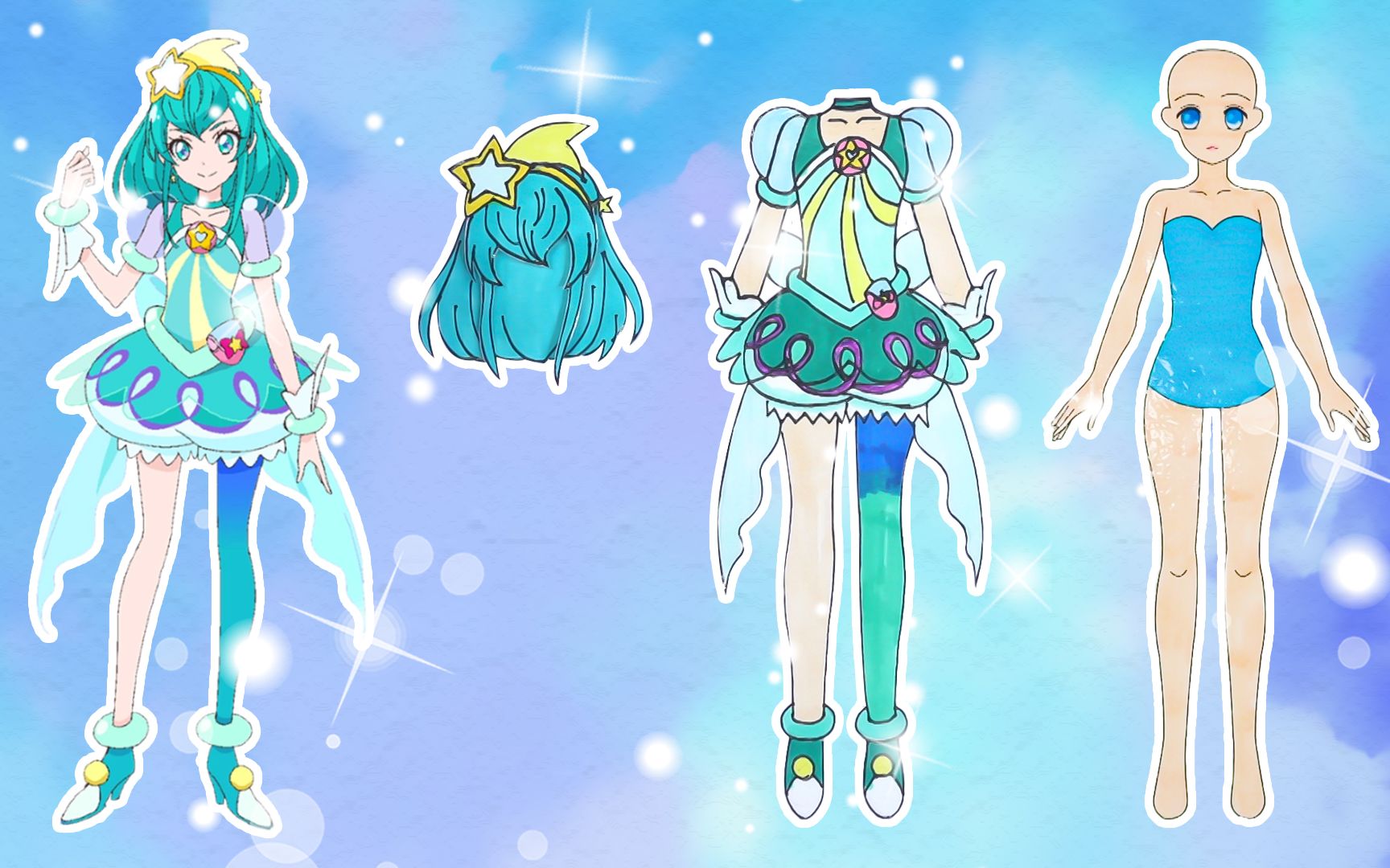 手工纸娃娃玩具:纸娃娃装扮,《光之美少女》银河天使装扮_哔哩哔哩