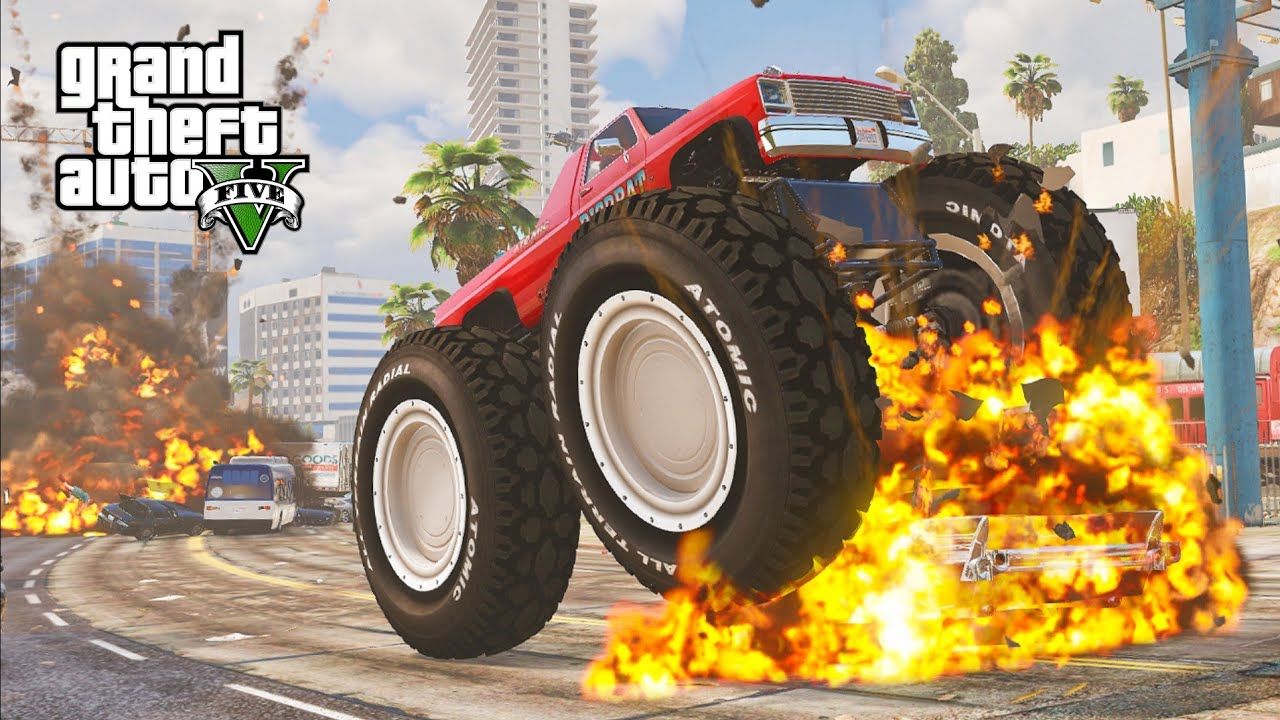 gta5 declasse bigbrat monster truck crashes impact compilation