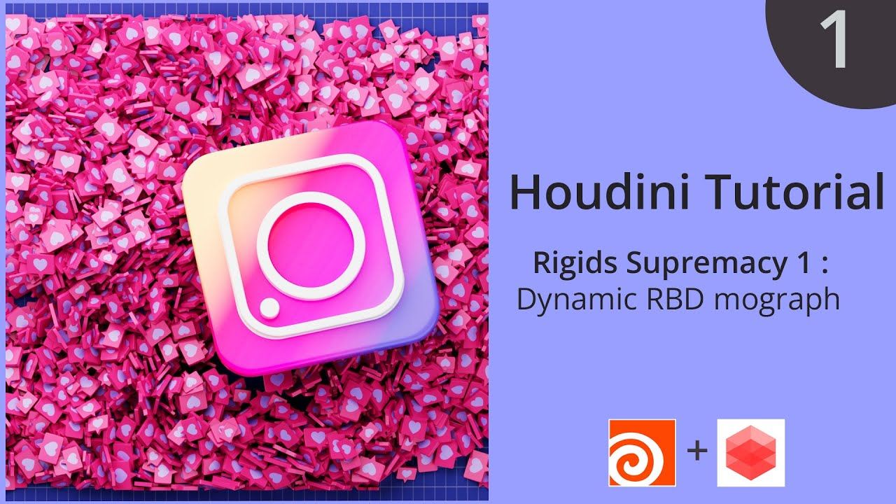 Houdini+Redshift 花瓣与logo动画(中英文字幕)哔哩哔哩bilibili