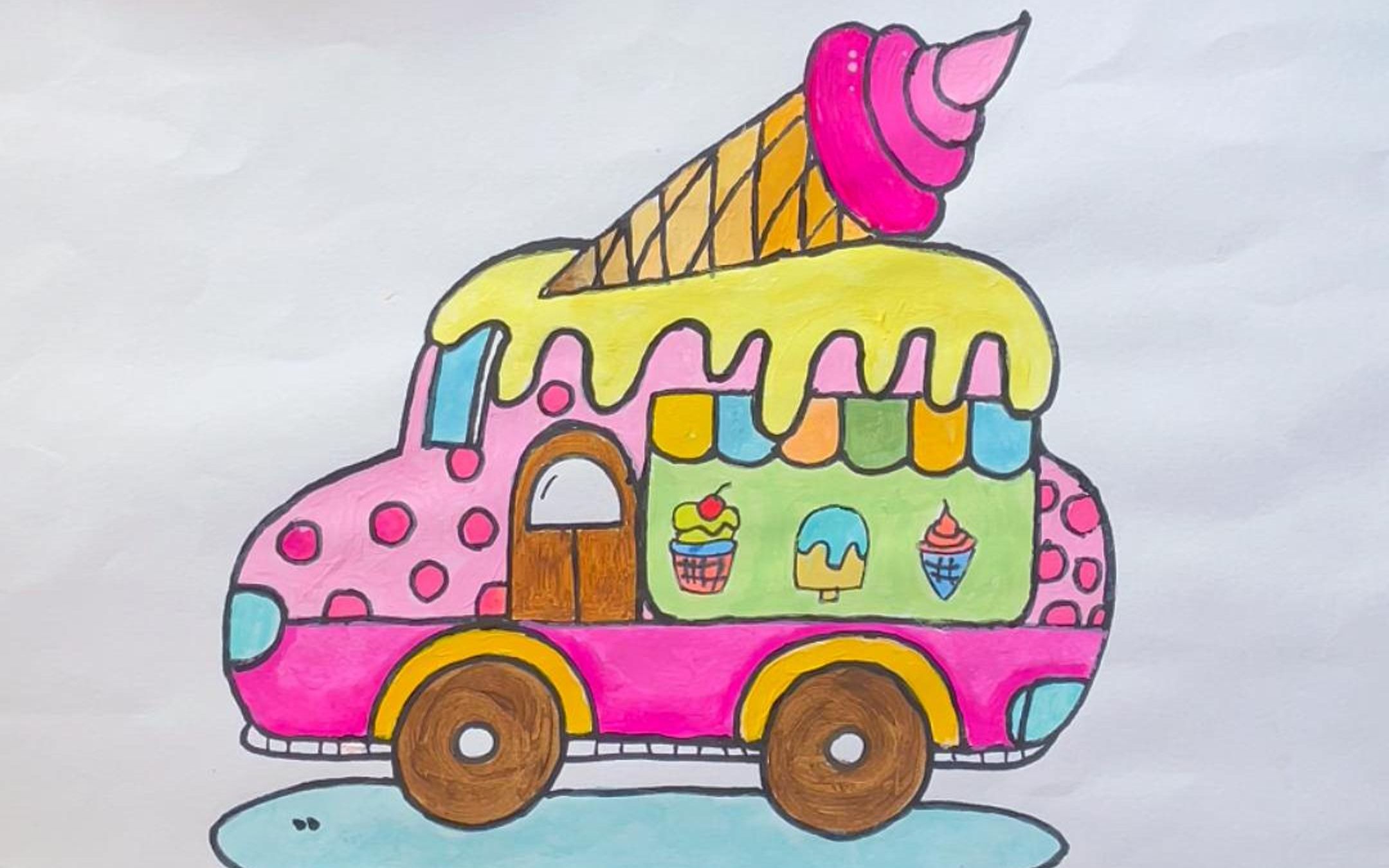 冰淇淋车简笔画 手帐图片