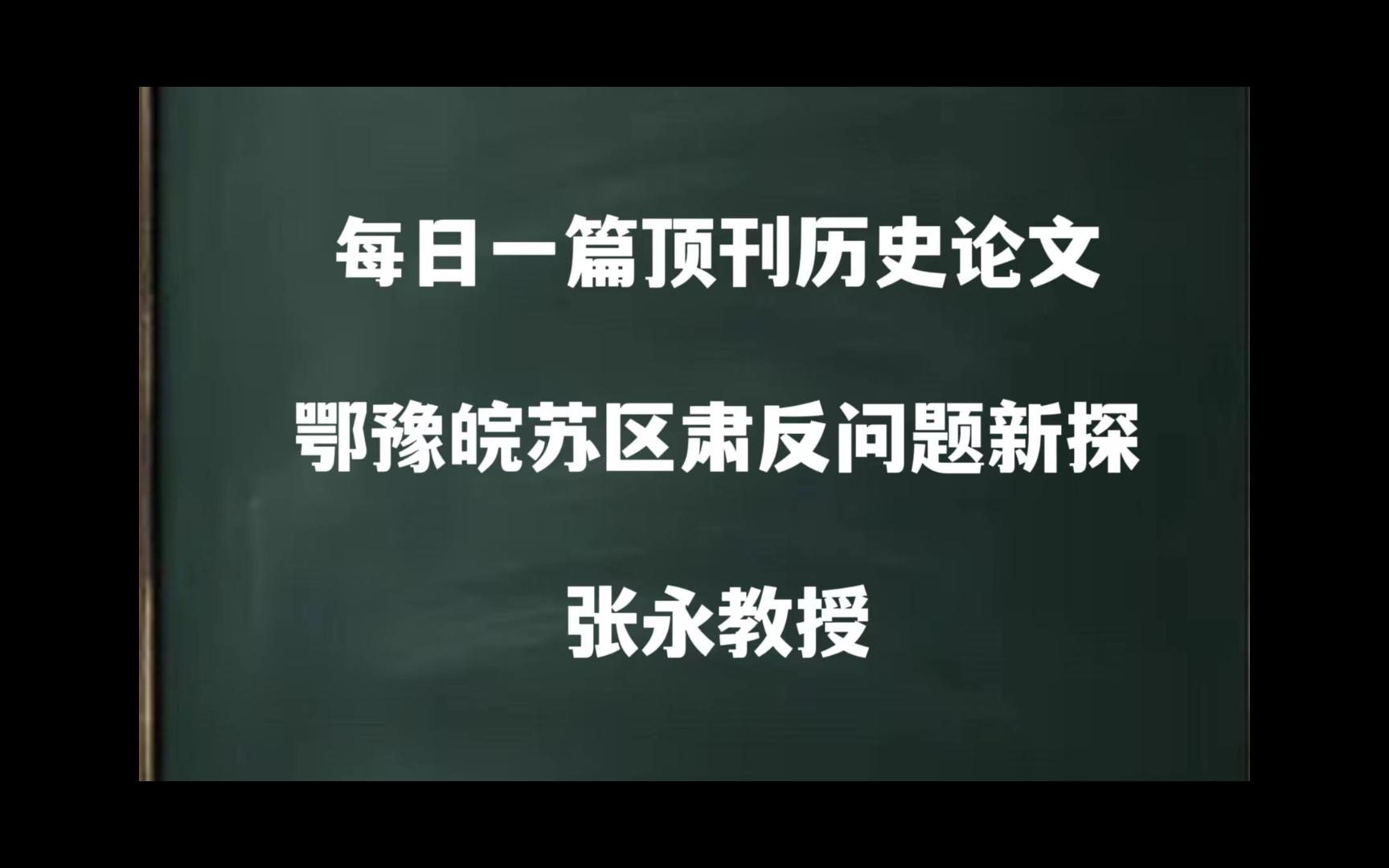 每日一篇|鄂豫皖苏区肃反问题新探——张永教授哔哩哔哩bilibili