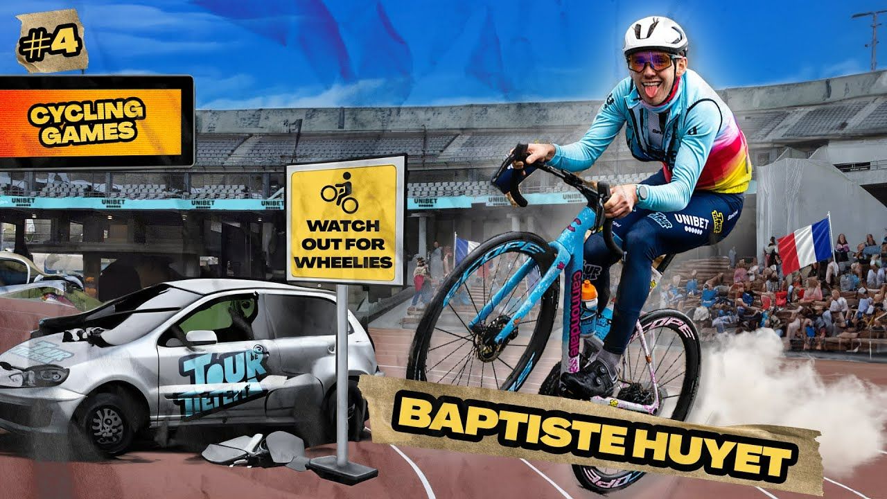 cycling games crasht baptiste huyet bij wheelie