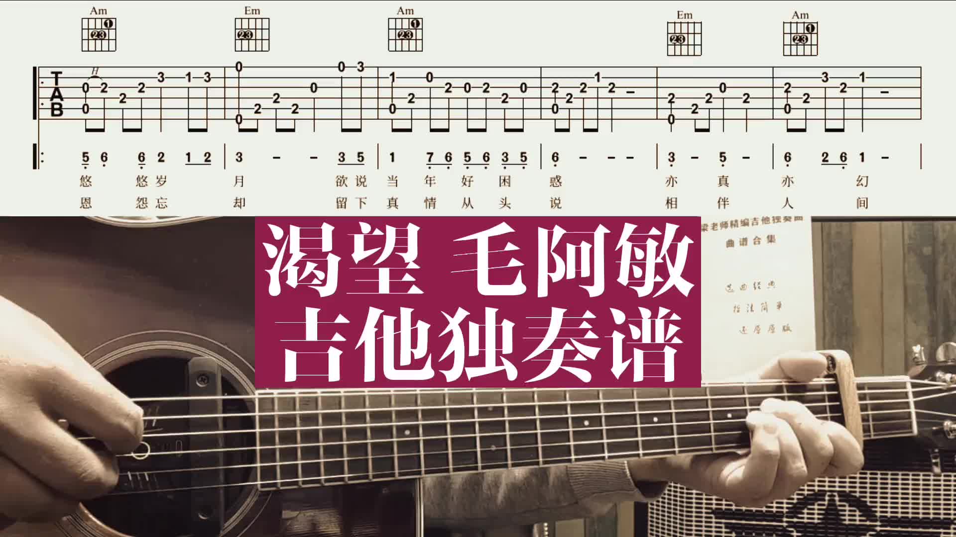 悠悠岁月催人老本是青灯不归客渴望吉他独奏谱毛阿敏独奏吉他谱指