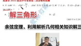 解三角形——2025届成都三诊T8