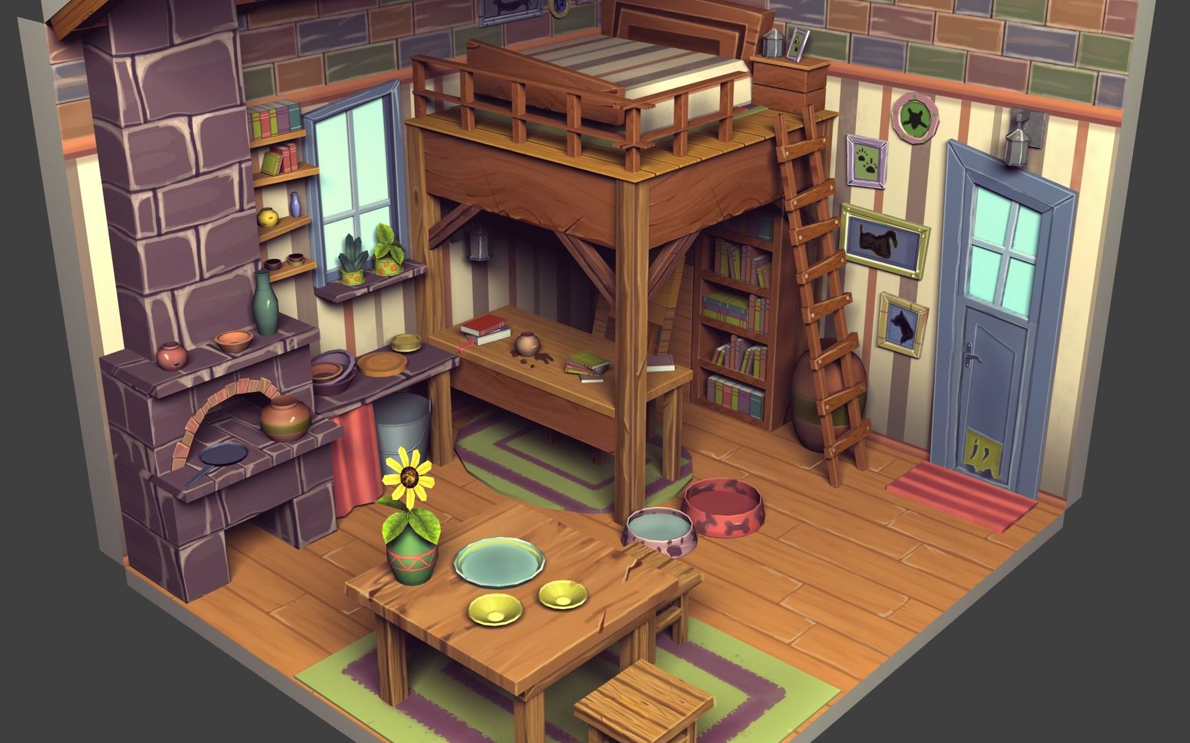 3d建模自己设计一个温馨的小屋生活在里面