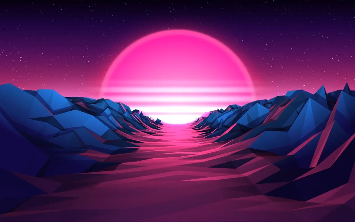 m509 4k画质复古赛博朋克粉色山峰月亮太阳街舞蹈走秀晚会演出舞台