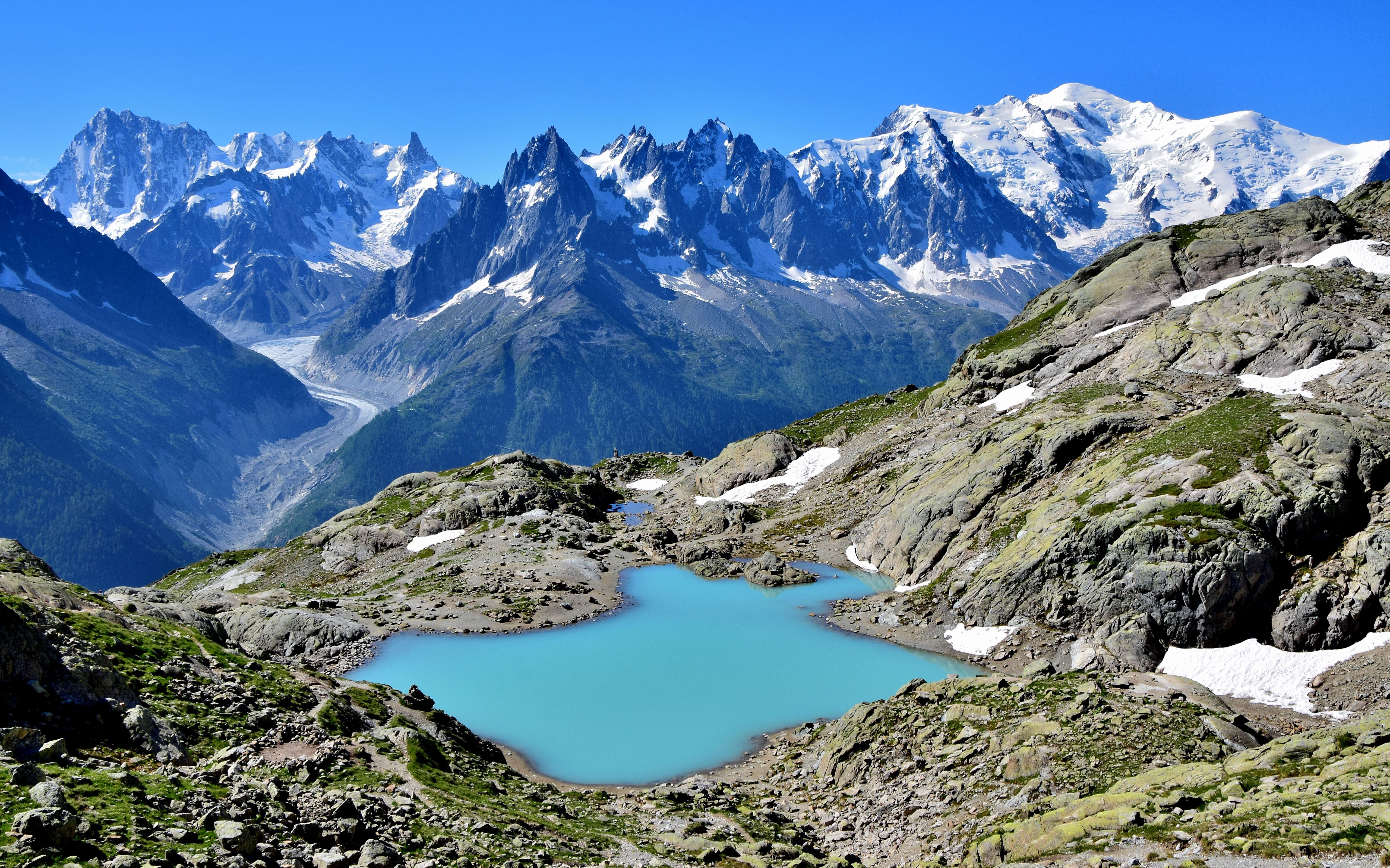 夏蒙尼勃朗峰lac blanc湖风景