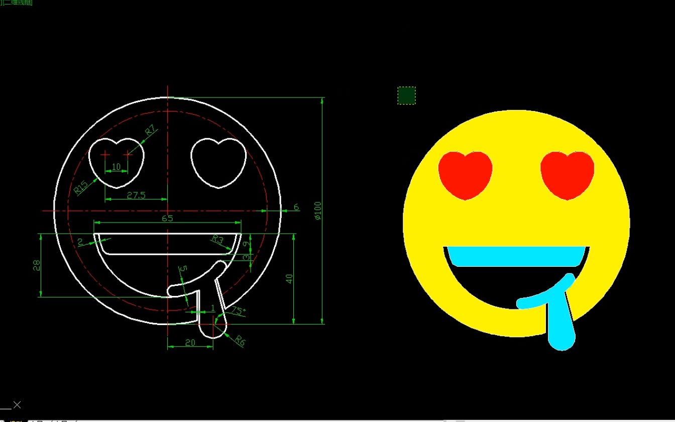 CAD绘图实例之流口水表情(上)哔哩哔哩bilibili