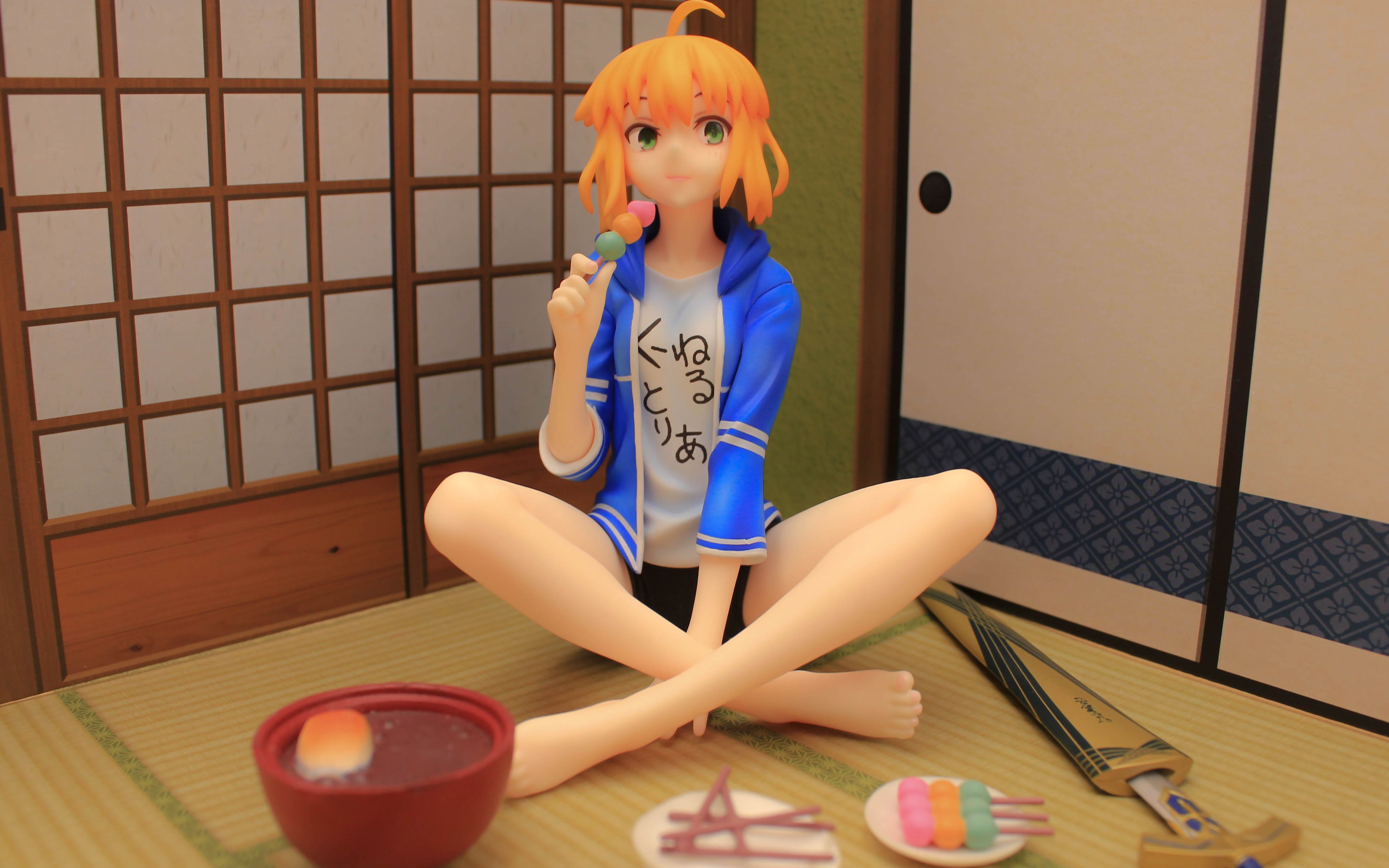 gk手办创意摄影阿尔托莉雅的点心时光三色团子配红豆年糕汤