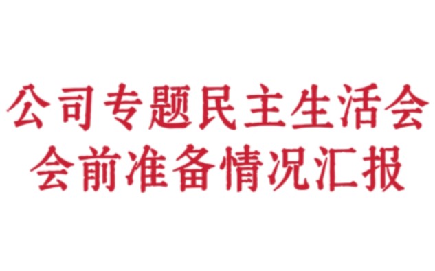 公司专题民主生活会会前准备情况汇报哔哩哔哩bilibili