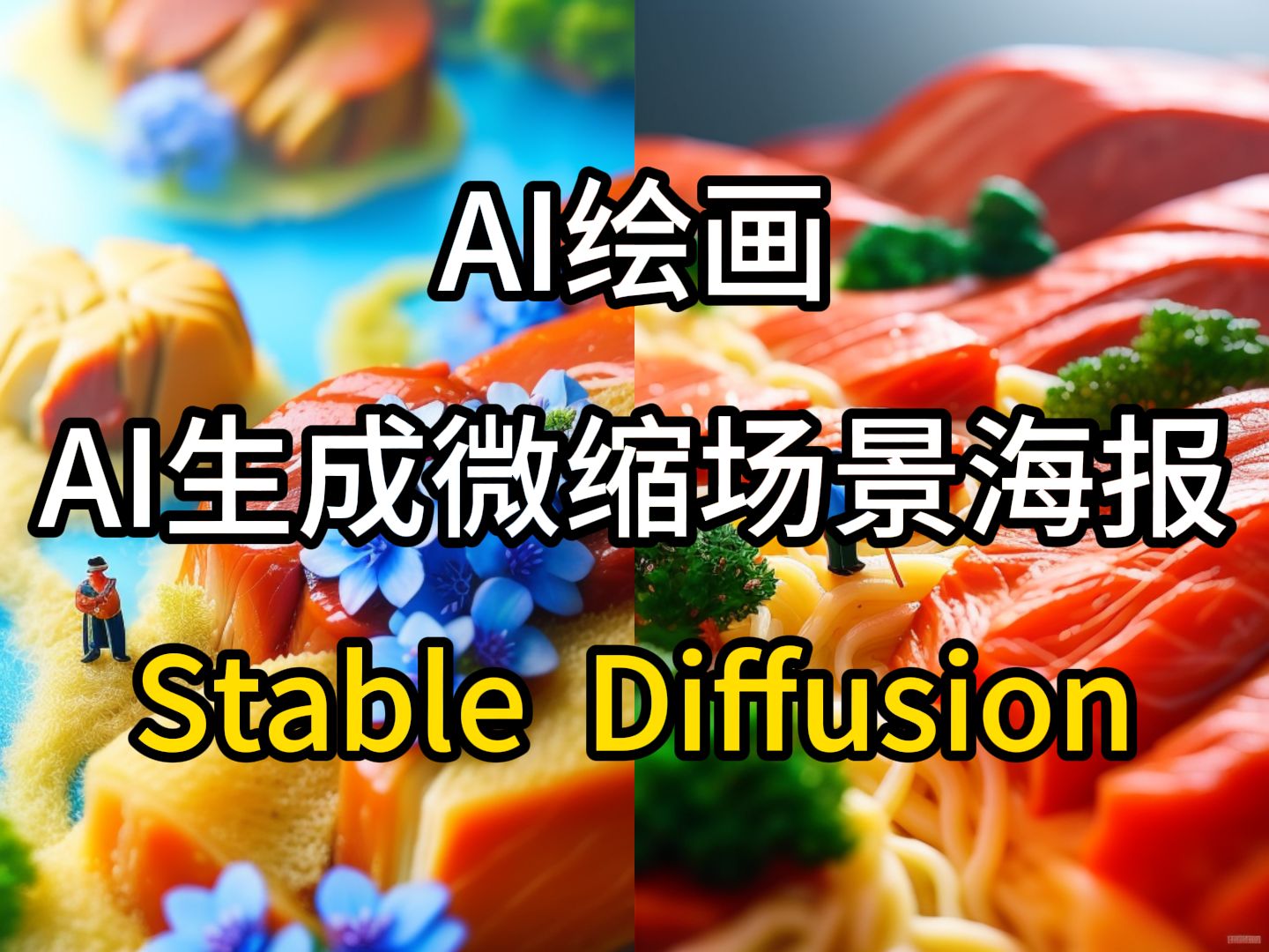 【ai绘画】2分钟用stablediffusion制作一张微缩场景海报,设计师再也