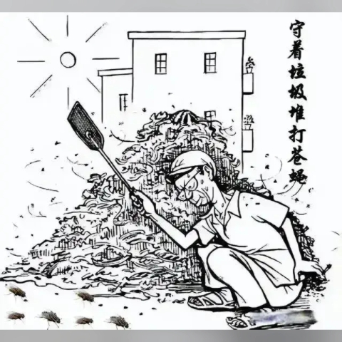 经典漫画《守着垃圾堆打苍蝇》