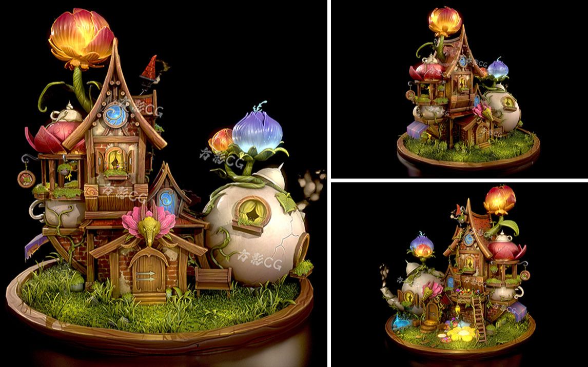 次世代全流程道具"地精小屋"案例制作—材质篇,低模搭建 高模雕刻